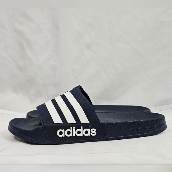 Adidas Adilette Navy and white shower slides men's size 13 - Picture 5 of 11